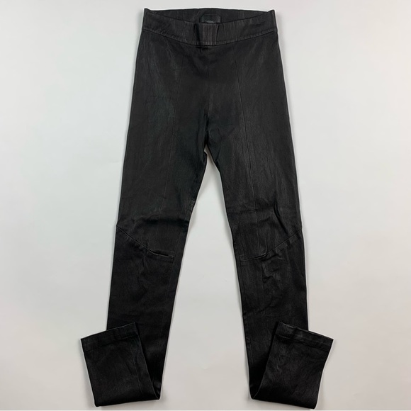 ZERO + Maria Cornejo Black Leather One Seam Stretch Leather Pants Sz 4 - Picture 2 of 12